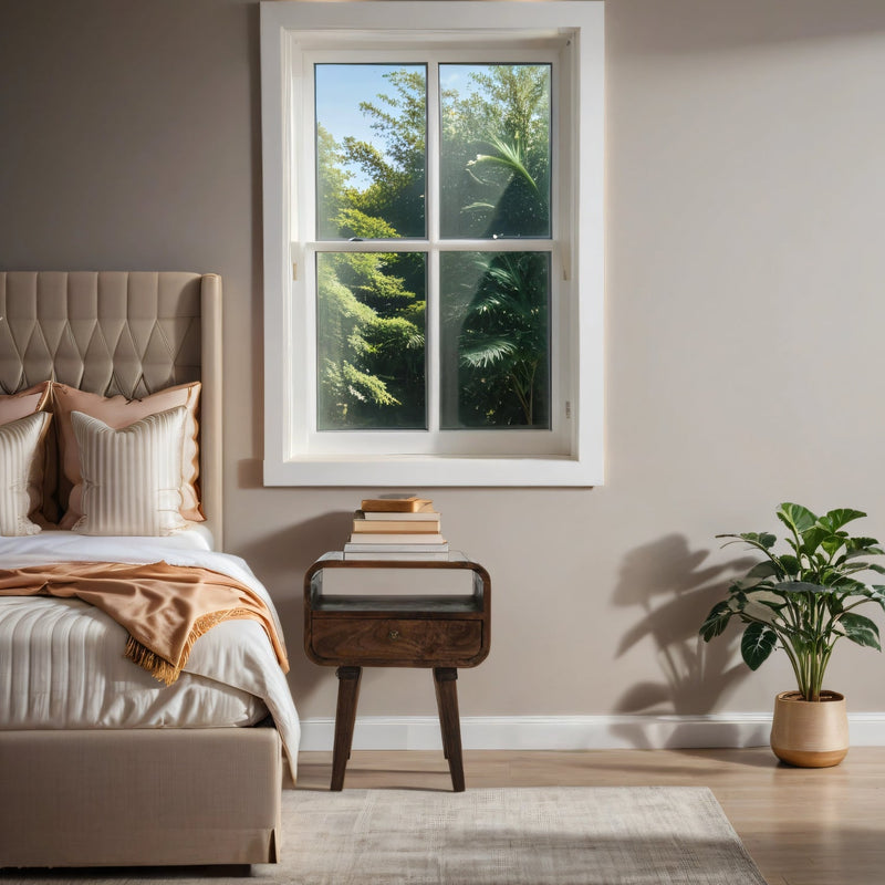 Franklin Dark Mango Wood Bedside Table with Drawer