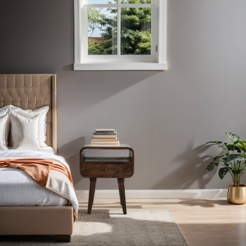 Franklin Dark Mango Wood Bedside Table with Drawer