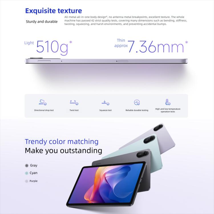 REDMI Pad 2 11 inch Tablet PC, Soft Light Edition 8GB+128GB, HyperOS 2, MediaTek G100-Ultra Octa Core CPU, Soft Light Edition 8GB+128GB