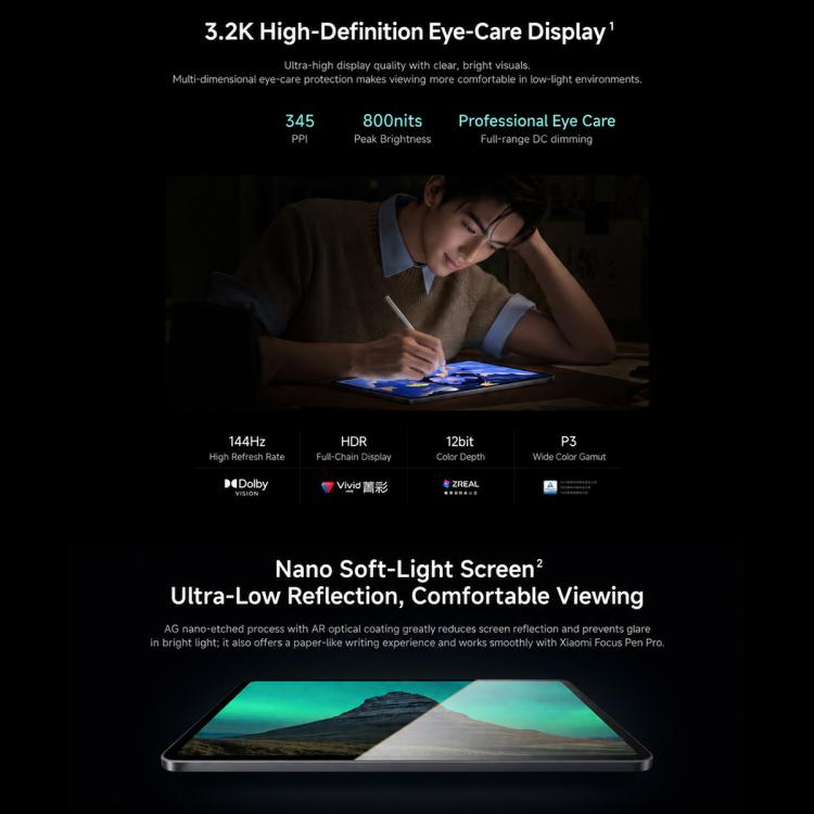 Xiaomi Pad 9 11.2 inch Soft Light Screen, 8GB+256GB, HyperOS 4.0 Qualcomm Snapdragon 8s Gen4 Octa Core, 8GB+256GB Soft Light