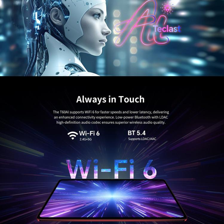 Teclast T60AI WiFi Tablet PC, 6GB+128GB, 12 inch Android 15 Allwinner A733 Octa Core with NPU, T60AI