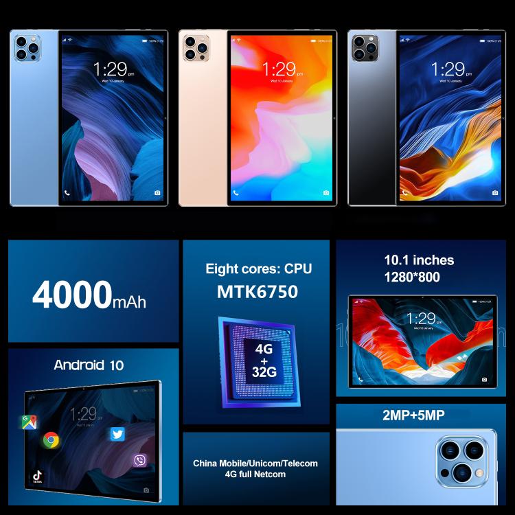 Android 10.0 MTK6750 Octa Core 1.8GHz, Dual SIM, Support GPS, OTG, WiFi, BT, 4GB+64GB, MTK6750 4GB+64GB