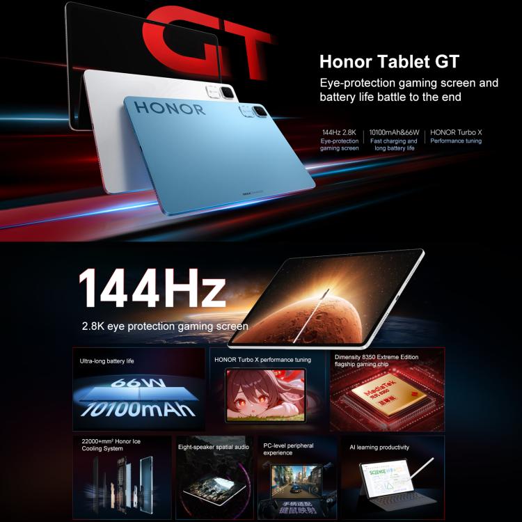 Honor Pad GT WiFi Tablet PC, 11.5 inch 12GB+256GB MagicOS 9.0 Dimensity 8350 Ultra Octa Core, 12GB+256GB