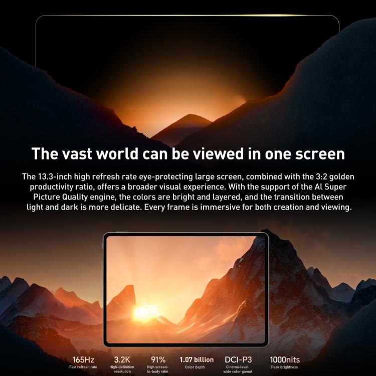 Honor MagicPad3 13.3 inch WiFi Tablet PC, 16GB+1TB MagicOS 9.0.1 Qualcomm Snapdragon 8 Gen3 Octa Core, 16GB+1TB