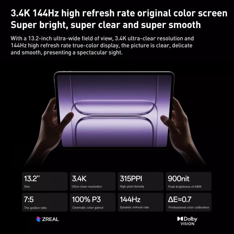 OnePlus Pad 2 Pro 13.2 inch WiFi Tablet PC, 16GB+1TB ColorOS 15.0 Qualcomm Snapdragon 8 Ultra Octa Core CPU, 16GB+1TB
