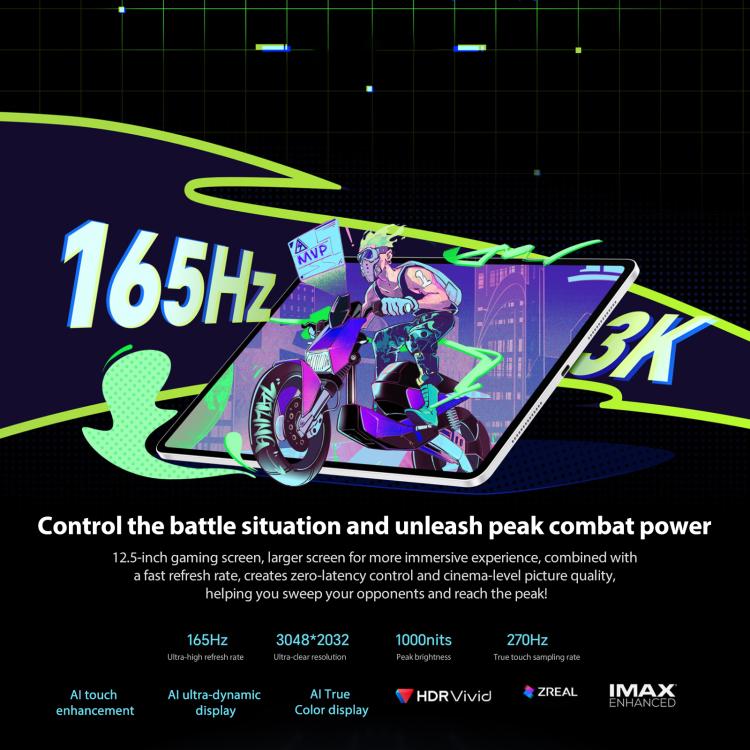 Honor Pad GT2 Pro WiFi Tablet PC, 12.5 inch 12GB+256GB MagicOS 9.0.1 Qualcomm Snapdragon 8 Gen3 Octa Core, 12GB+256GB