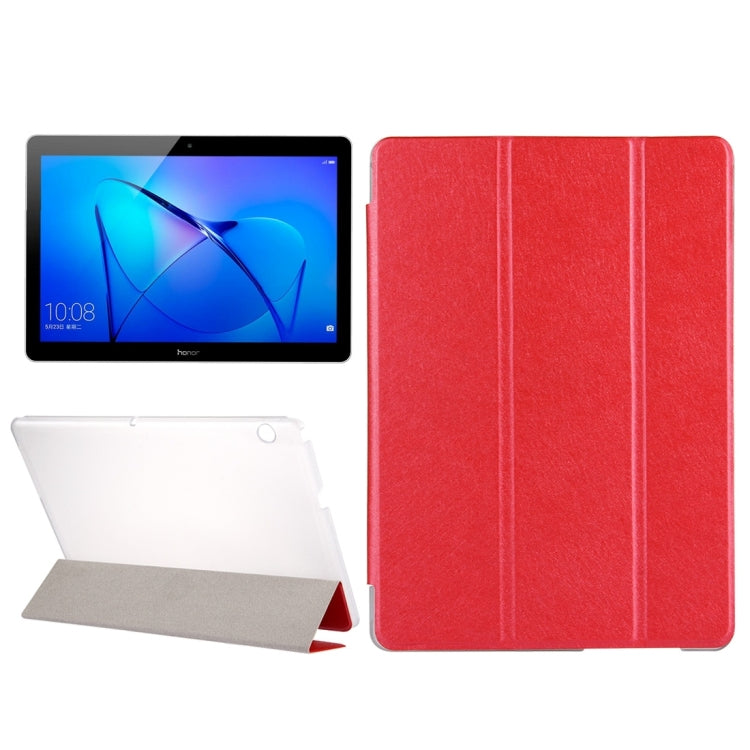 For Huawei  MediaPad T3 10 9.6 inch Silk Texture Horizontal Flip Leather Case with 3-folding Holder, For MediaPad T3 9.6 inch