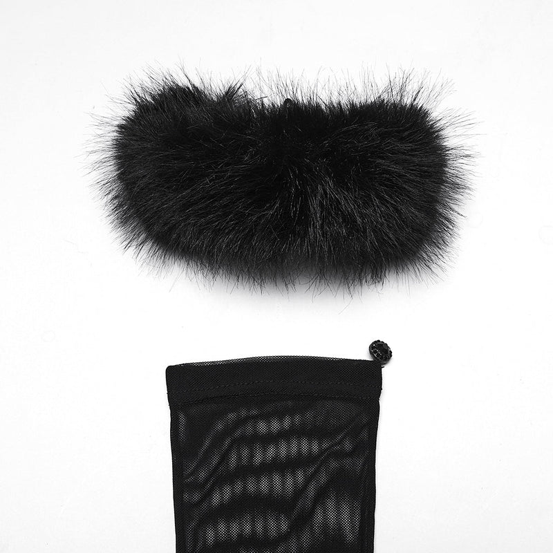 Punk Rave Fluffy Goth Claw Gloves