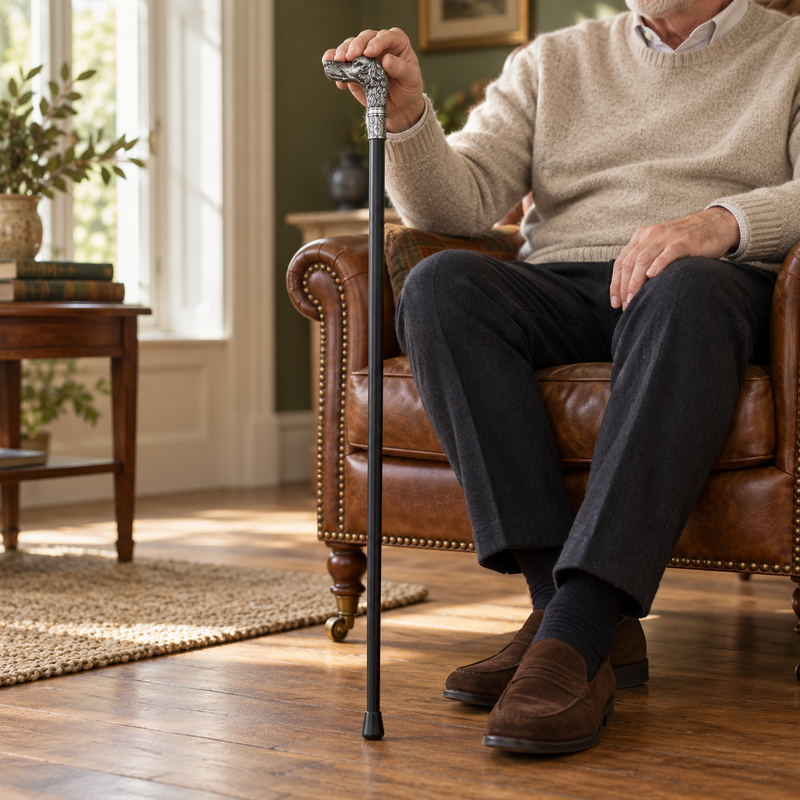 95cm Antique Style Dog Head Walking Stick Cane