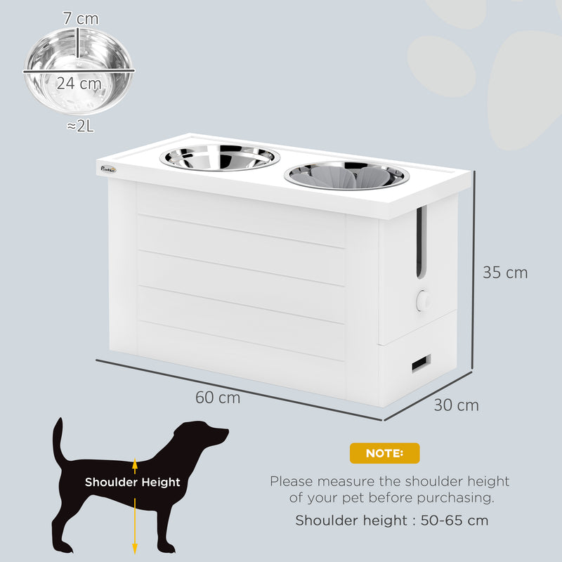 PawHut Raised Dog Bowls with Slow Feeder Mat & Semi-Auto Dispenser Function