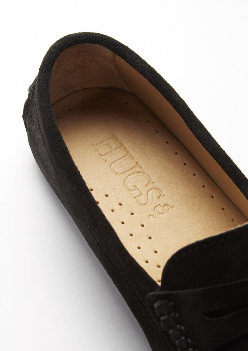Women's Penny Driving Loafers, black suede