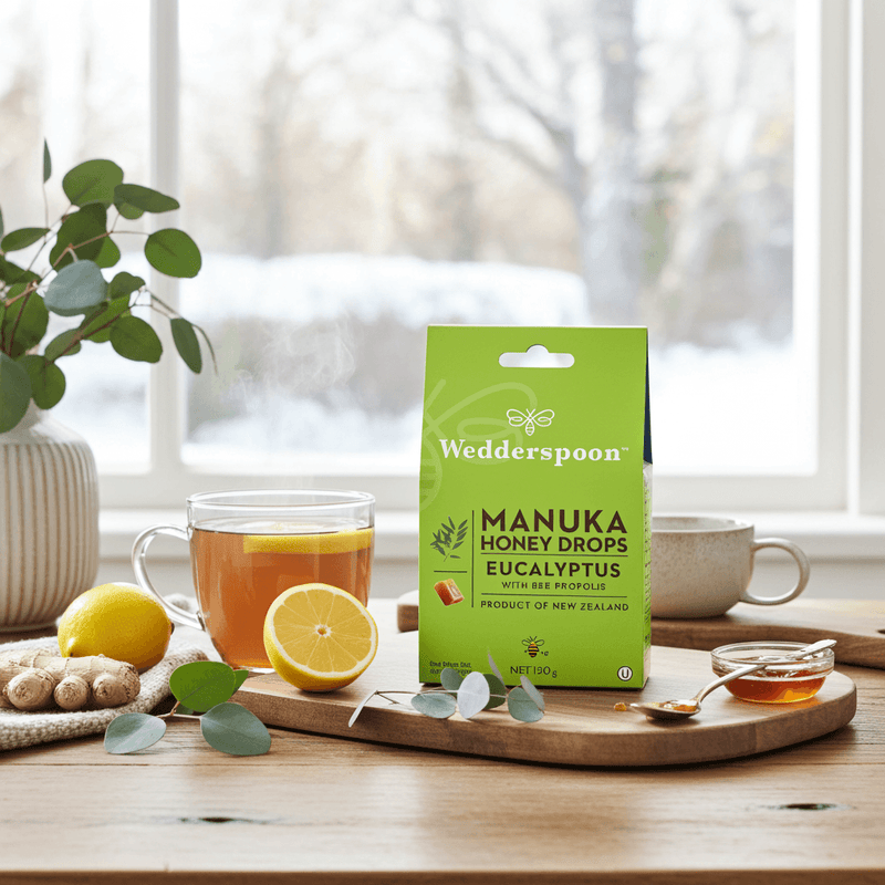 Wedderspoon Manuka Honey Drops – Eucalyptus (20 Drops)