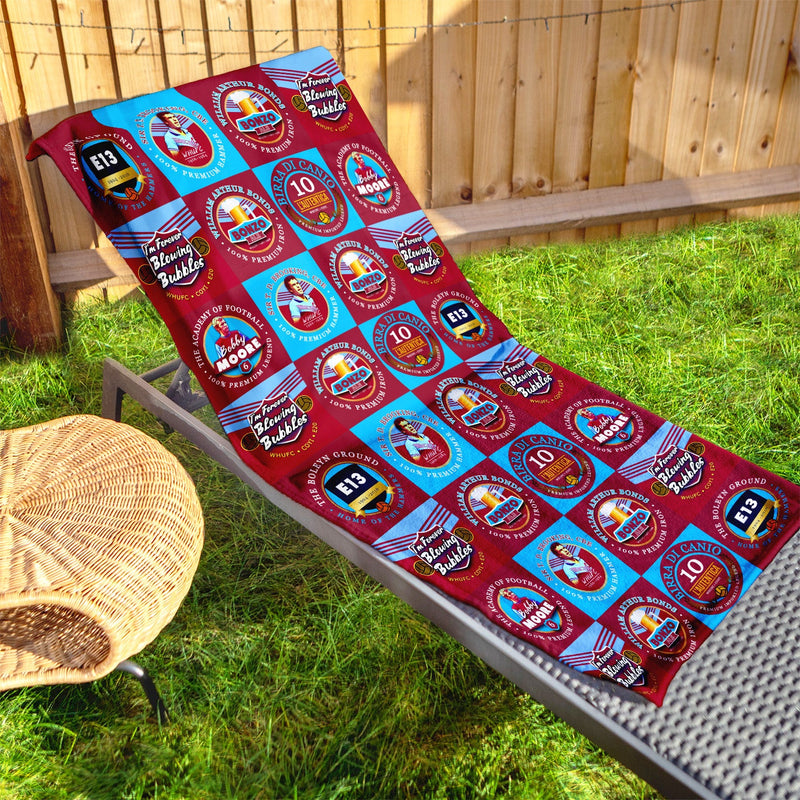 West Ham - Football Legends - Microfibre Beach Towel - 150cm x 75cm