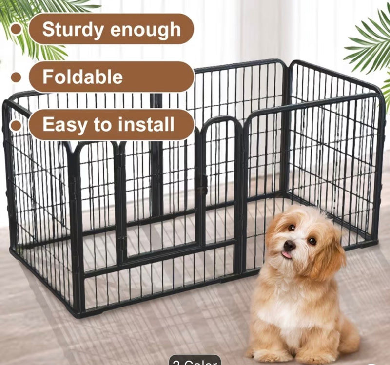 Indoor Dog Playpen 120cm | 6-Panel Stainless Steel Pet Fence & Kennel for Small/Medium Dogs, Rabbits & Cats