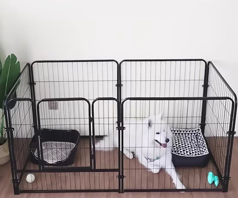 Indoor Dog Playpen 120cm | 6-Panel Stainless Steel Pet Fence & Kennel for Small/Medium Dogs, Rabbits & Cats