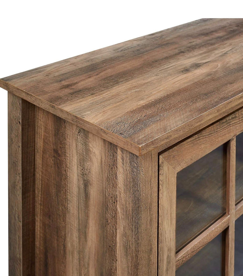 Large 70 Inch TV Stand with Electric Fireplace | Dark Walnut | Farmhouse Glass Door Cabinet