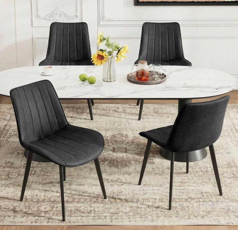 Grey Velvet Dining Chairs Set of 2 & 4| Upholstered Kitchen Chair | Metal Legs | Lounge & Reception