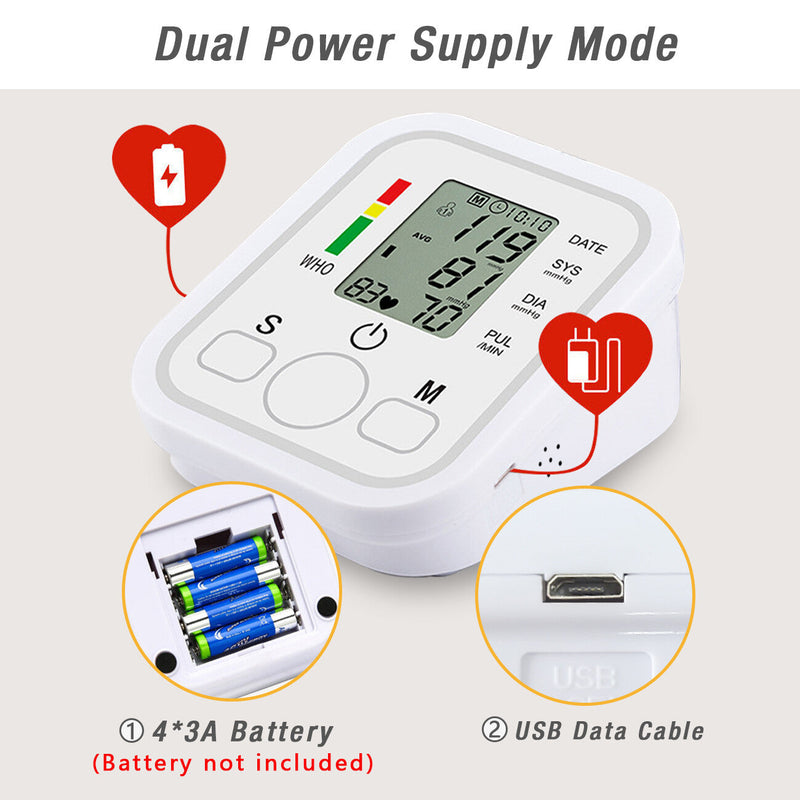 Blood Pressure Monitor Automatic Voice Talking BP Machine Pulse Meter LCD Display