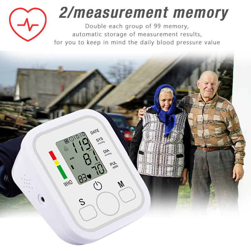 Blood Pressure Monitor Automatic Voice Talking BP Machine Pulse Meter LCD Display