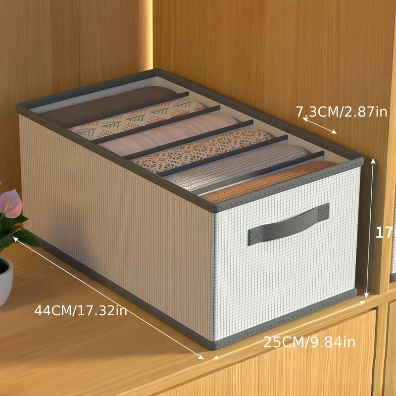 Foldable Fabric Drawer Organisers with Handles - White/Grey Grids Storage Boxes