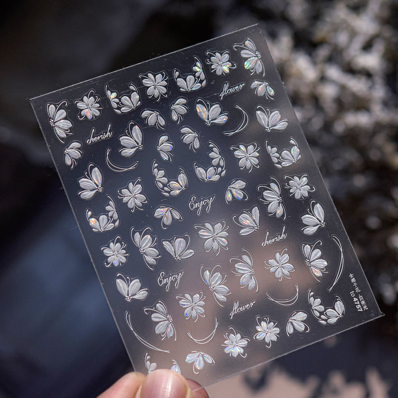 Hello Claws | White Cherry Flower Nail Deco Sticker