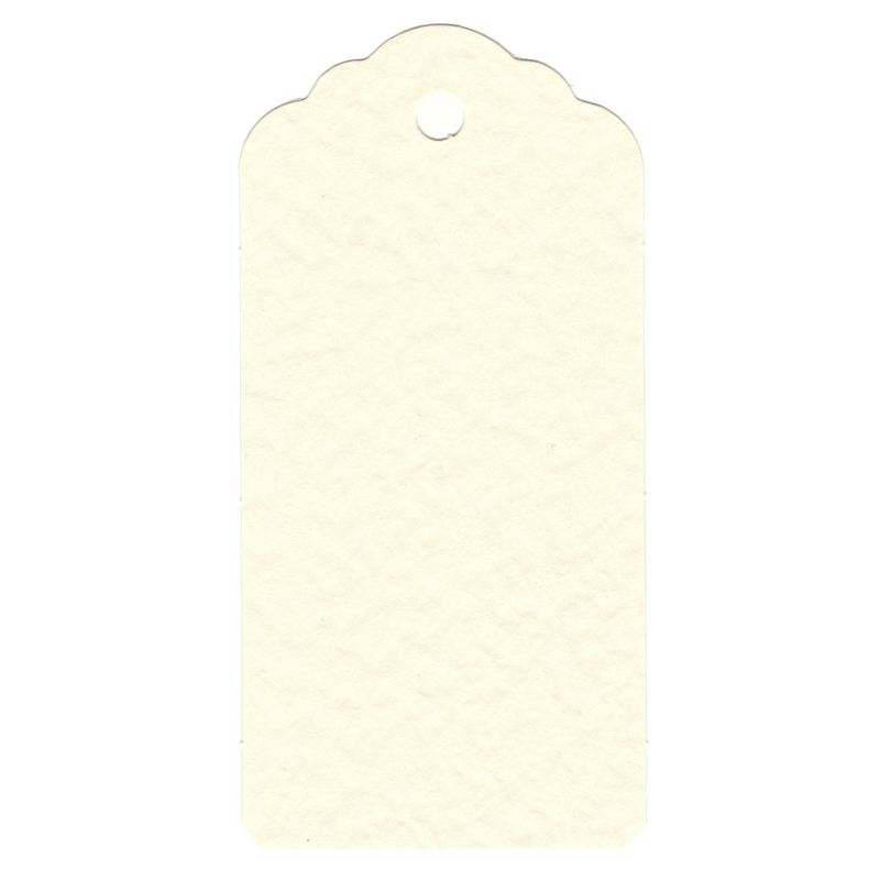 100 Rectangle Scalloped Gift Tags with White Satin Ribbon - 21 Colours Christmas