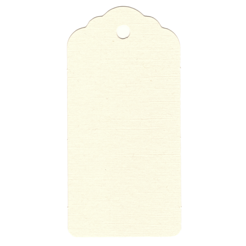 100 Rectangle Scalloped Gift Tags with White Satin Ribbon - 21 Colours Christmas