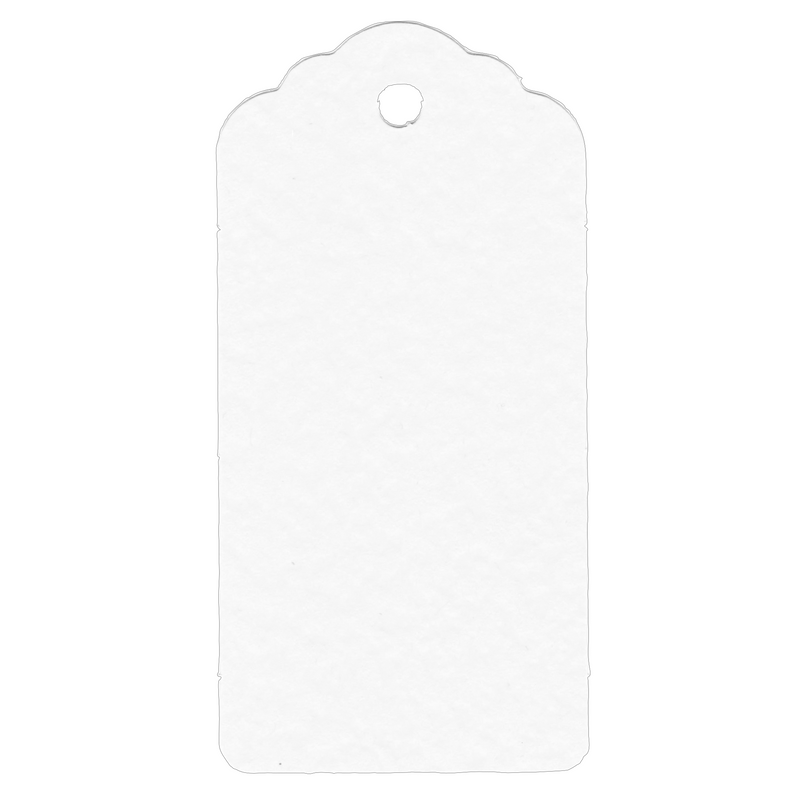 100 Rectangle Scalloped Gift Tags with White Satin Ribbon - 21 Colours Christmas