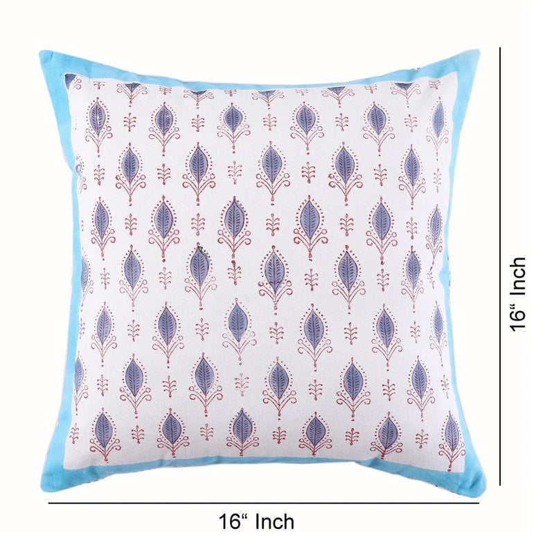 White & Blue Ethnic Motifs Cotton Square Cushion Covers