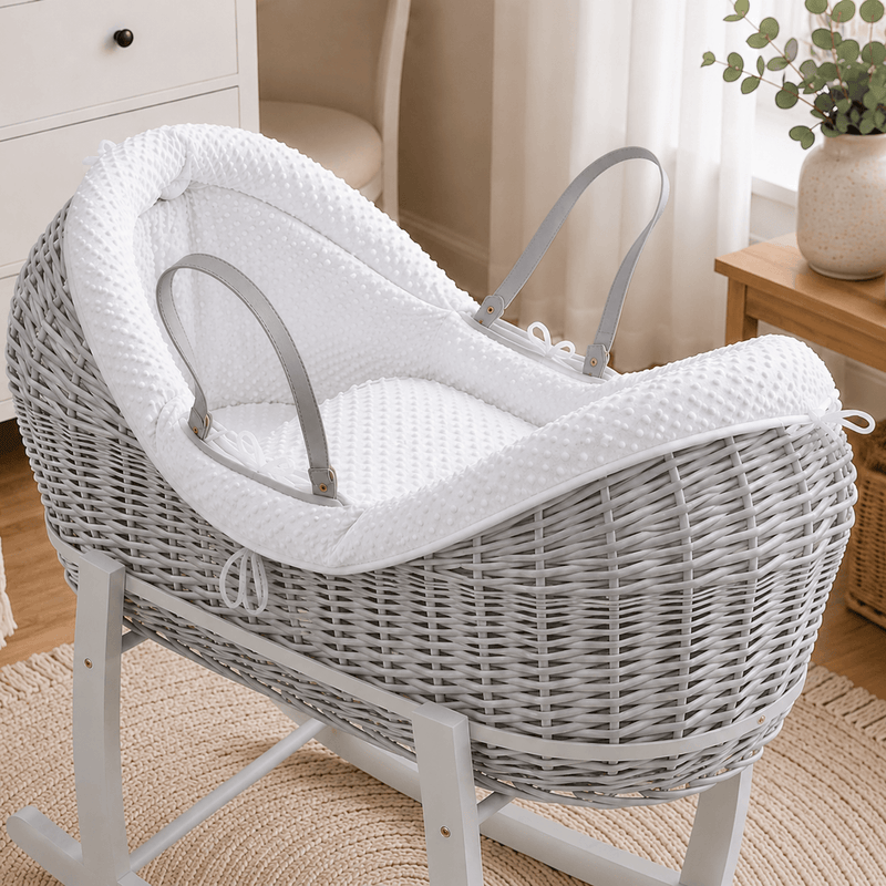 Pod White Dimple Moses Basket Bedding Set