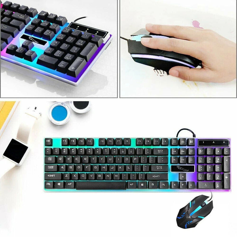 RGB Gaming Keyboard and Mouse Set USB LED for PC Laptop Console Computer