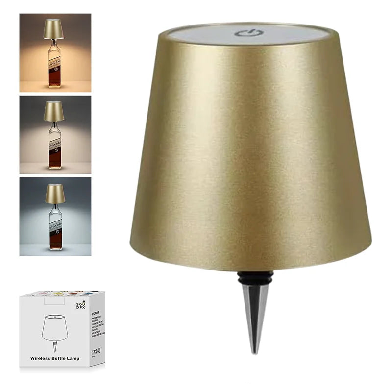 Wireless Wine Spirit Bottle Table Lamp Touch Control Light LED USB Cork Stopper