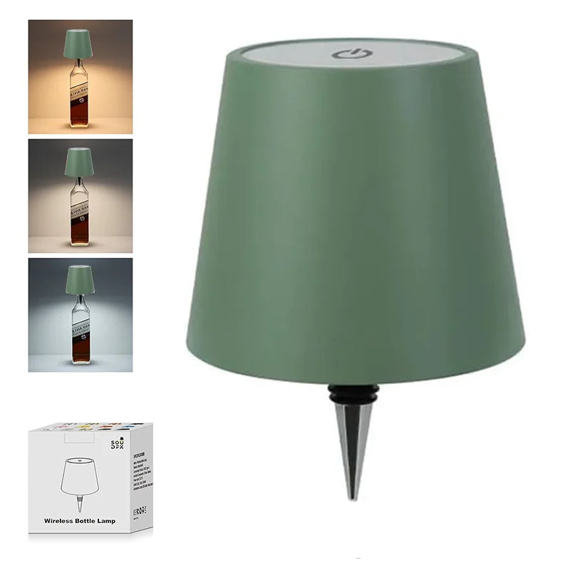 Wireless Wine Spirit Bottle Table Lamp Touch Control Light LED USB Cork Stopper