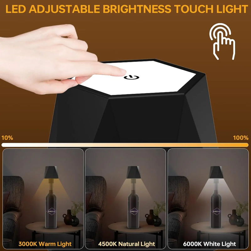 Wireless Wine Spirit Bottle Table Lamp Touch Control Light LED USB Cork Stopper