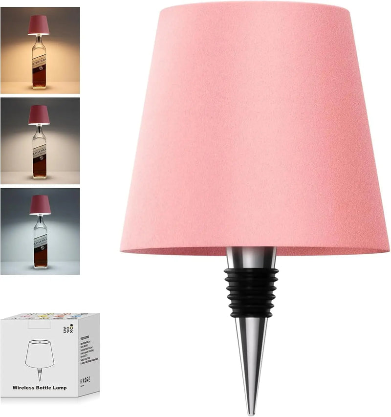 Wireless Wine Spirit Bottle Table Lamp Touch Control Light LED USB Cork Stopper