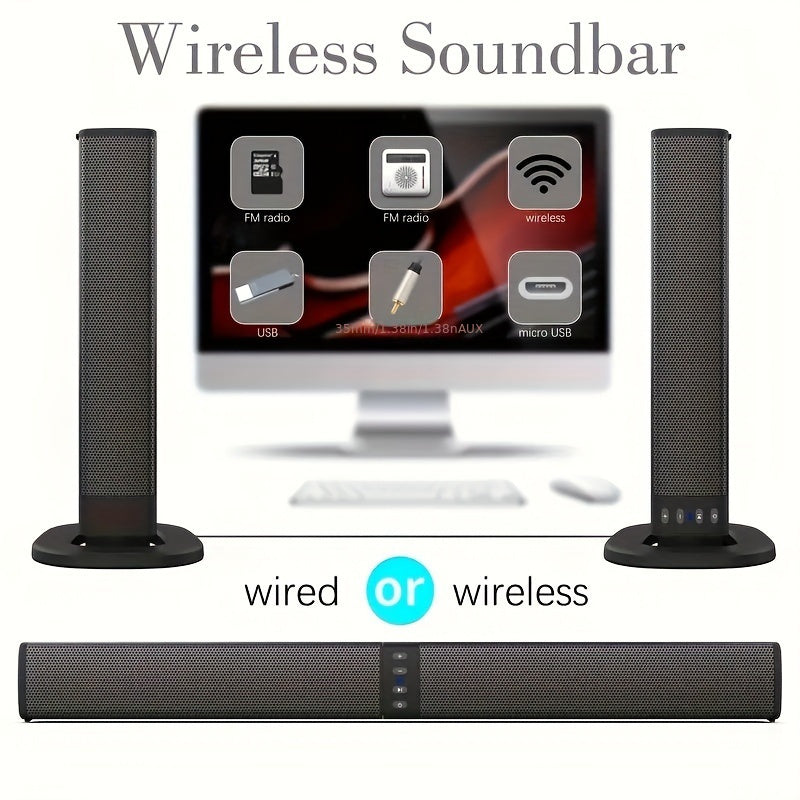 Wireless Soundbar with 3D Surround Sound - Home Theatre Audio System with USB Charging for TV, Movies, Gaming & Music