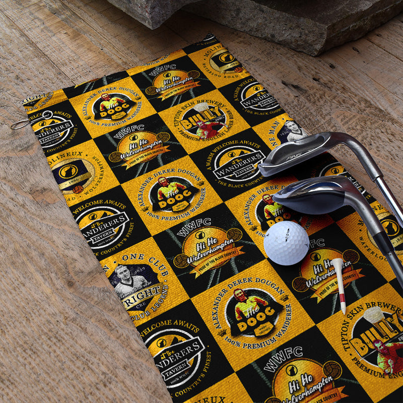 Wolverhampton - Football Legends - Retro Lightweight, Microfibre Golf Towel