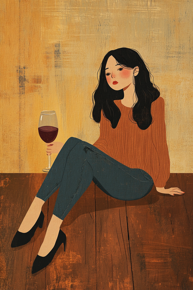 Woman with Wine Canvas
