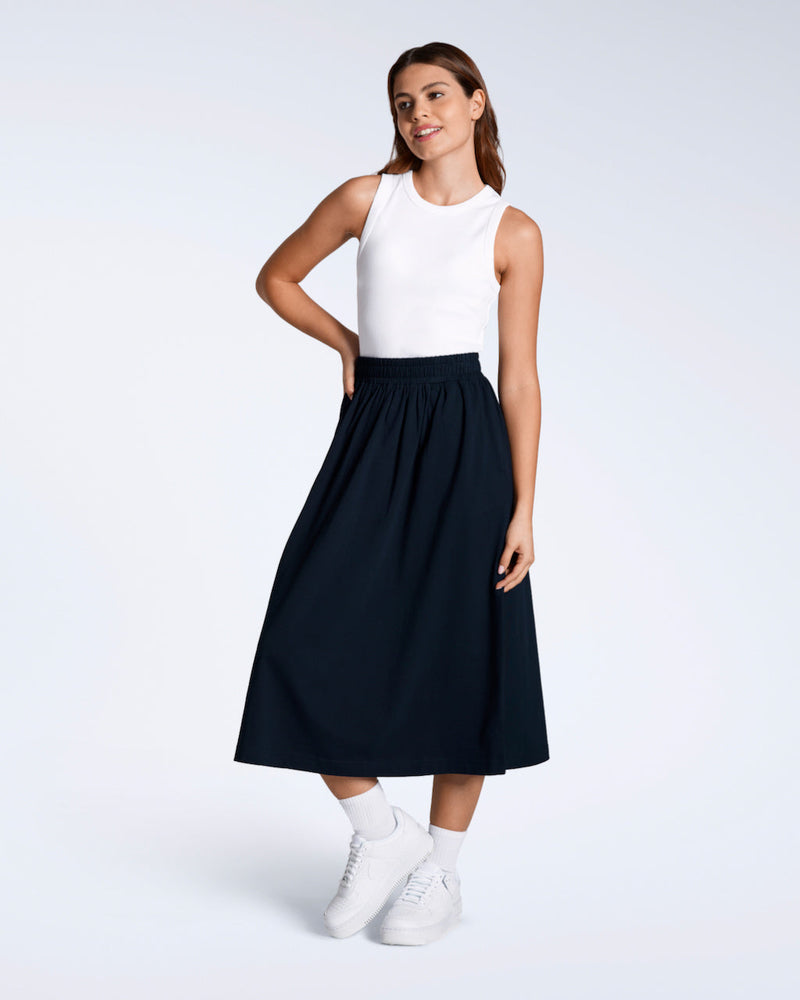 Gathered Organic Midi Skirt