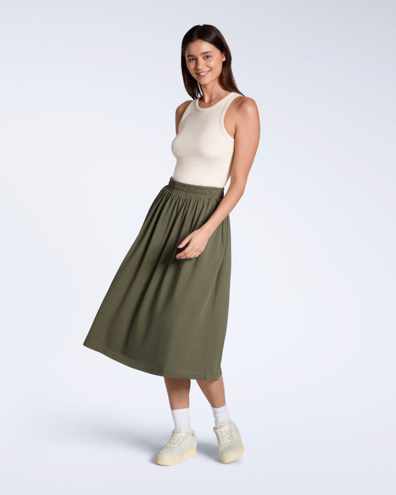 Gathered Organic Midi Skirt