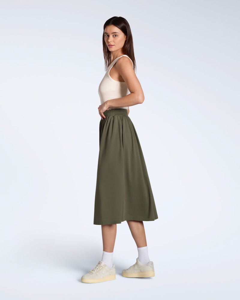 Gathered Organic Midi Skirt