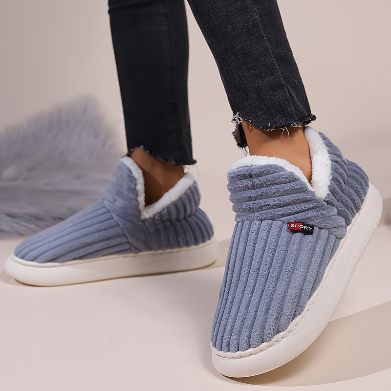 Women's Plush-Lined Winter Slipper Boots - Thick EVA Sole, Indoor/Outdoor Warm Soft Boots