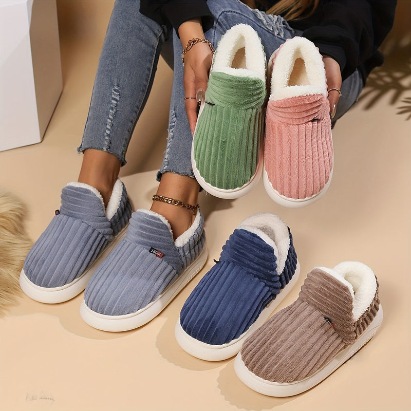 Women's Plush-Lined Winter Slipper Boots - Thick EVA Sole, Indoor/Outdoor Warm Soft Boots