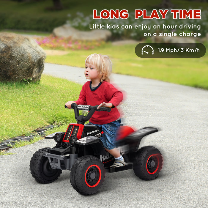AIYAPLAY 6V Electric Quad Bike for Kids w/ Forward Backward, Black and Red