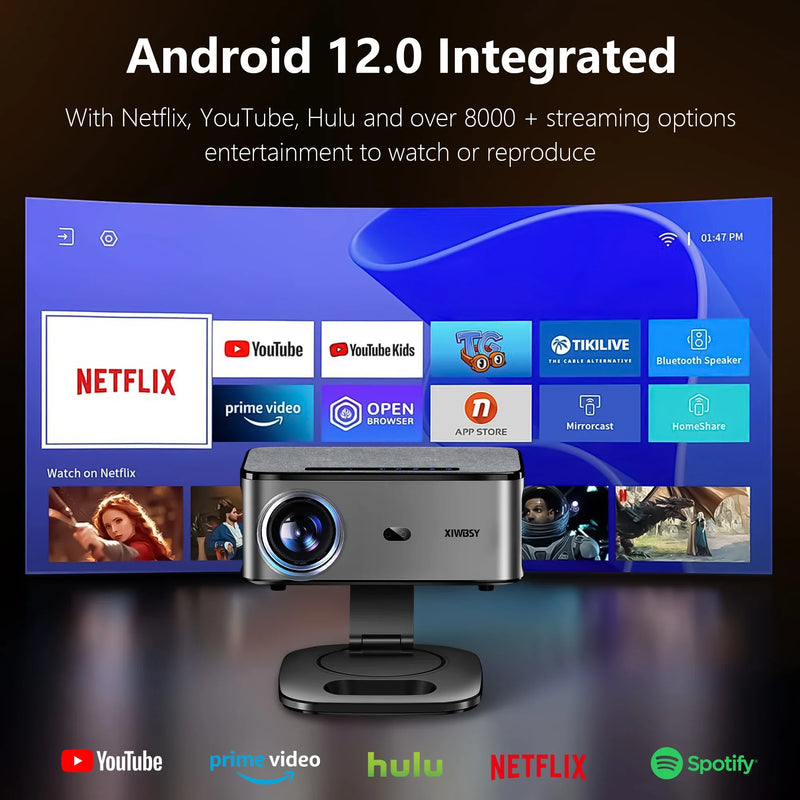 XIWBSY 4K/8K Smart Projector 40000Lm Android 12 Home Theatre System