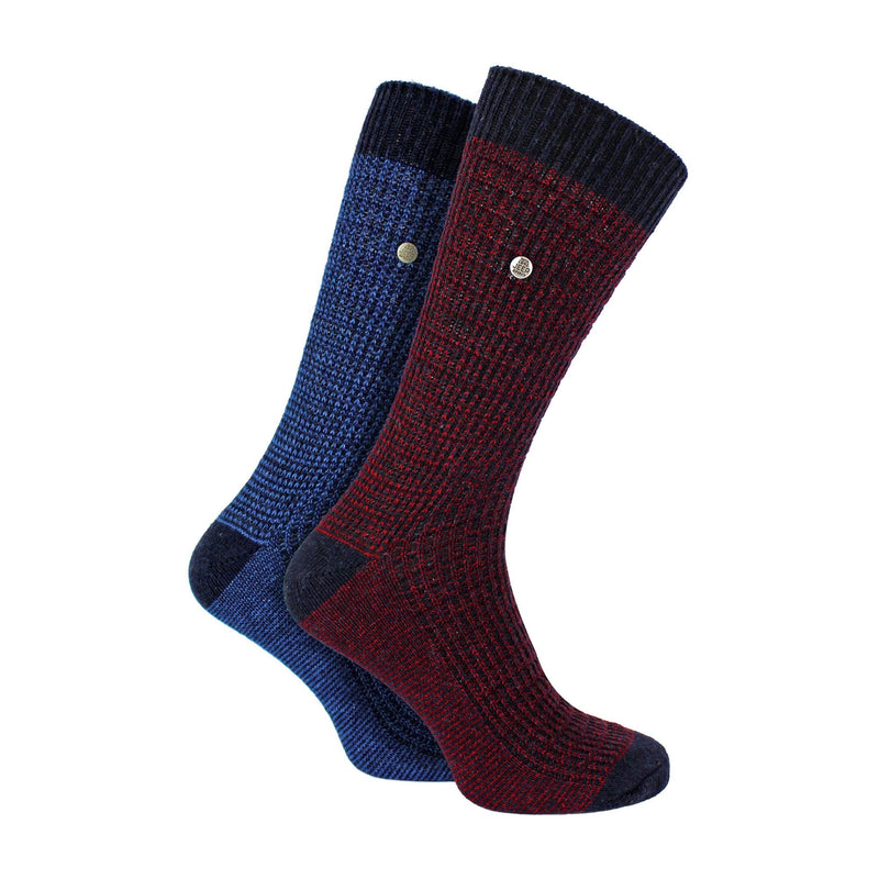 2 Pack Men's Casual Ribbed Cotton Dress Socks | Midweight Square Knit Socks