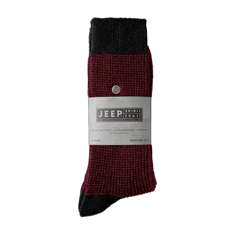 2 Pack Men's Casual Ribbed Cotton Dress Socks | Midweight Square Knit Socks
