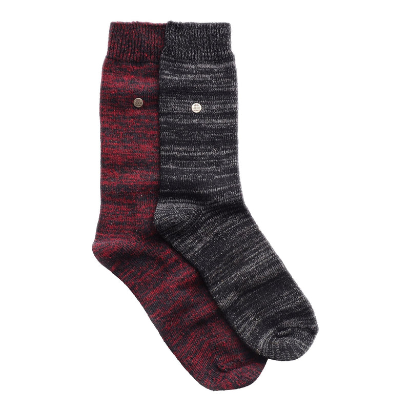 2 Pack Men's Casual Ribbed Cotton Dress Socks | Midweight Square Knit Socks