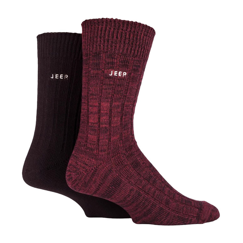 2 Pack Men's Casual Ribbed Cotton Dress Socks | Midweight Square Knit Socks