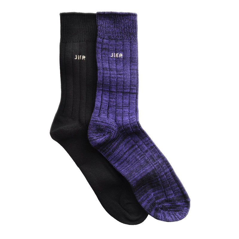2 Pack Men's Casual Ribbed Cotton Dress Socks | Midweight Square Knit Socks
